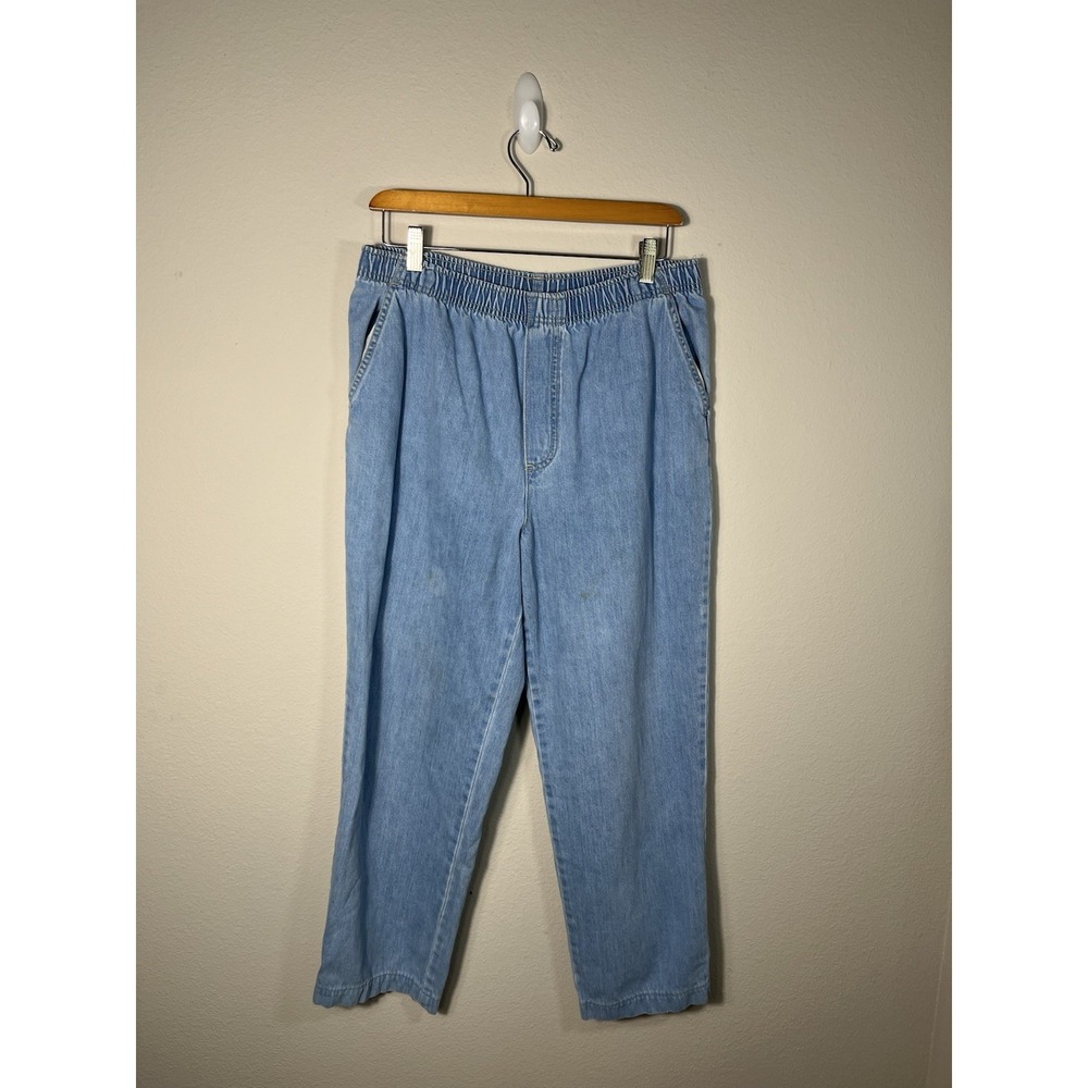 White Stag Light Wash Pull On Denim Pants Jeans Elastic Waist SZ  8Cotton